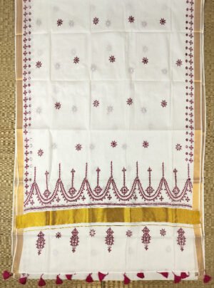 KATHIAWAD EMBROIDERED  HANDLOOM COTTON SAREE